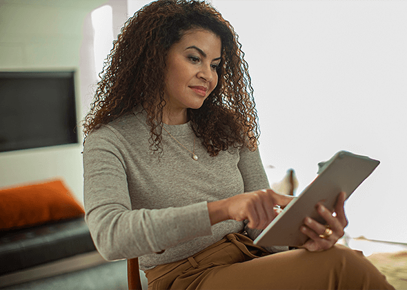 Woman looking at iPad